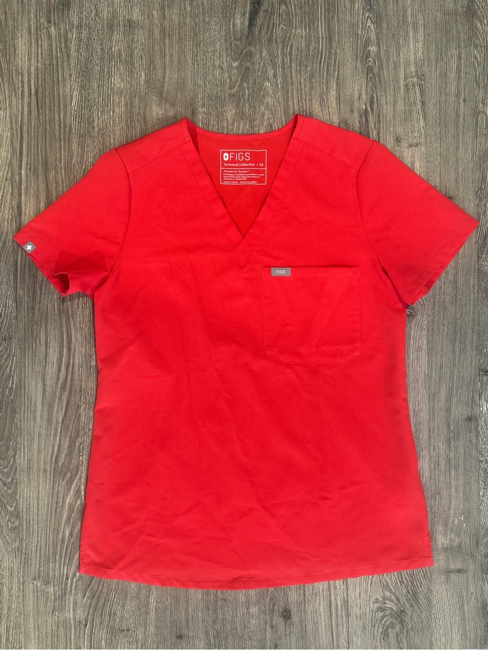 FIGS Women's Red V-Neck Catarina Scrub Top Size XS Neon Red